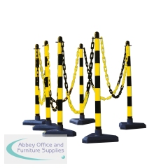 5 Star Guarda Chain Post Set with 6 Posts Yellow/Black Concrete Base FS598677