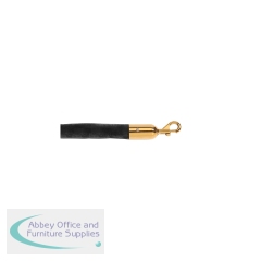 5 Star Economy Velour Rope Black 1.8m with Polished Brass Ends FS631602