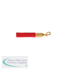5 Star Economy Velour Rope Red 1.8m with Polished Brass Ends FS631619