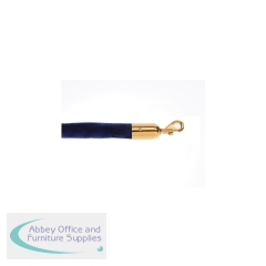 5 Star Economy Velour Rope Blue 1.8m with Polished Brass Ends FS631640