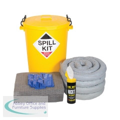 5 Star General Purpose Spill Kit in Yellow Drum with Clip-down Lid 90 Litre Grey FS636591