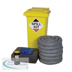 5 Star General Purpose Spill Kit in a Yellow Wheelie Bin 120 Litre Grey FS636805