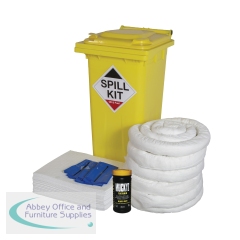 5 Star Oil and Fuel Spill Kit in Yellow Wheelie Bin 120 Litre White FS636843