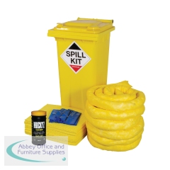 5 Star 120 Litre Chemical Spill Kit in Wheelie Bin Yellow FS636942