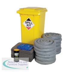5 Star General Purpose Spill Kit in a Yellow Wheelie Bin 240 Litre Grey FS637024
