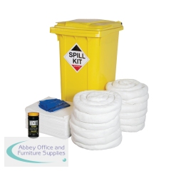 5 Star Oil and Fuel Spill Kit in Yellow Wheelie Bin 240 Litre White FS637147