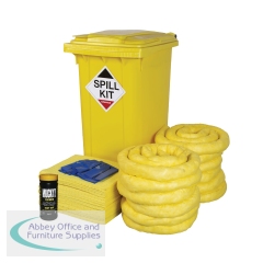 5 Star 240 Litre Chemical Spill Kit in Wheelie Bin Yellow FS637161