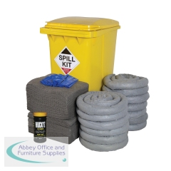 5 Star General Purpose Spill Kit in a Yellow Wheelie Bin 240 Litre Grey FS637185