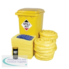 5 Star 360 Litre Chemical Spill Kit in Wheelie Bin Yellow FS637260