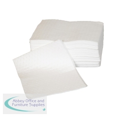 5 Star Double Weight Oil and Fuel Absorbent Pads Poly Pack 480x390mm White (Pack of 100) FS638984