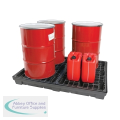 5 Star Evo Recycled Low Level 4 Drum Spillpallets Black FS642202