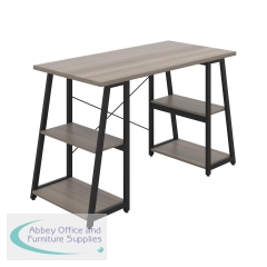 5 Star Strivo Rectangular A-Frame Desk with Shelves Grey Oak/Black FS646682