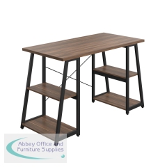 5 Star Strivo Rectangular A-Frame Desk with Shelves Dark Walnut/Black FS646705