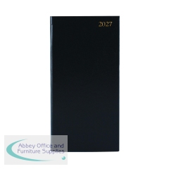 5 Star Slim Desk Diary Potrait Week To View Black 2027 KF1BK27