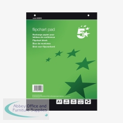 5 Star Recycled Flipchart Pad 55gsm 20 Sheets A1 (Pack of 5) FS668896