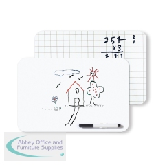 5 Star Frameless Double Sided Non-Magnetic Whiteboard Plain/Gridded A4 (Pack of 12) FS669012