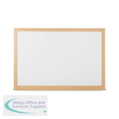 5 Star Magnetic Drywipe Whiteboard Wood Frame Lacquered Steel 600x900mm FS669106