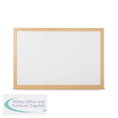 5 Star Magnetic Drywipe Whiteboard Wood Frame Lacquered Steel 1800x1200mm FS669114