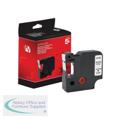 5 Star Non-OEM Replacement for Dymo 45010 Black on Clear 12mm x 7m FS671507