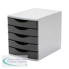 5 Star 5 Drawer Tower 300mm 5x60mm Black/Grey FS676765