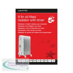 5 Star 9 Fin Oil Filled Radiator 2000W with Timer White FS677765