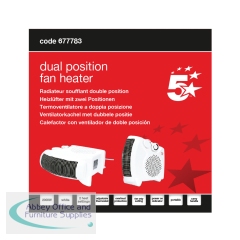 5 Star Dual Position Portable Fan Heater 1000W/2000W White FS677783