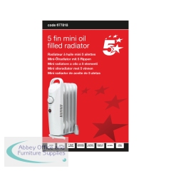 5 Star 5 Fin Mini Oil Filled Radiator 500W White FS677818