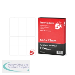 5 Star A4 Address and Parcel Labels 63.5x72mm 12 per Sheet 100 Sheets (Pack of 1200) FS679603