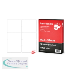 5 Star A4 Address and Parcel Labels 99.1x57mm 10 per Sheet 100 Sheets (Pack of 1000) FS679622