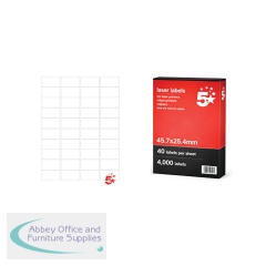 5 Star A4 Sheet Labels 45.7x25.4mm 40 per Sheet 100 Sheets (Pack of 4000) FS679681