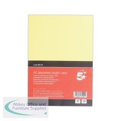 5 Star A3 Bright Assorted Card 160gsm (Pack of 25)