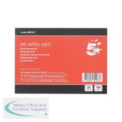 5 Star A6 White Card 160gsm (Pack of 50)