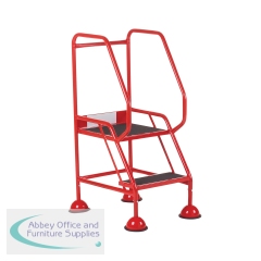 5 Star UK Domed Feet Anti-Slip 2 Tread Steps Red FS687659