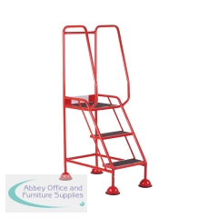 5 Star UK Domed Feet Anti-Slip 3 Tread Steps Red FS687661