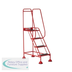 5 Star UK Domed Feet Anti-Slip 4 Tread Steps Red FS687662