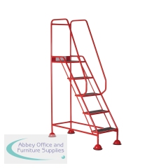 5 Star UK Domed Feet Anti-Slip 5 Tread Steps Red FS687669