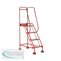 5 Star UK Domed Feet Punched 4 Tread Steps Red FS687686
