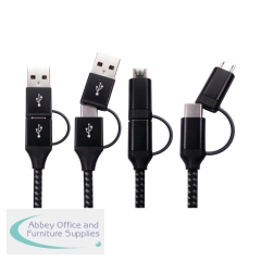 5 Star Braided USB-C/USB-A Plug to USB-C/Micro-B Plug USB 2.0 1.5m Black FS711327