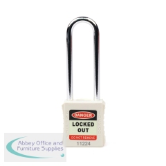 5 Star Long Shackle Safety Lockout Padlock White FS712557