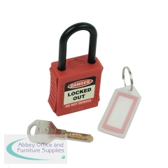 5 Star Di-Electric Non Conductive Nylon Shackle Safety Lockout Padlock Red FS712571