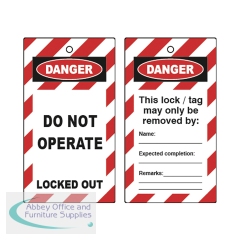5 Star Double Sided Do Not Operate Lockout Tags Red/White (Pack of 10) FS712582