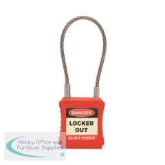5 Star Safety Padlock with Wire Shackle Red FS712583