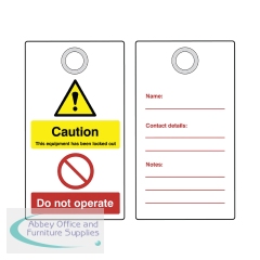 5 Star Double Sided Caution Lockout Tag with Eyelet FS712587