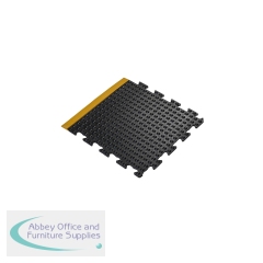 5 Star Anti-Fatigue Bubble Mat Connect End 0.5x0.5m Black/Yellow Nitrile FS712733