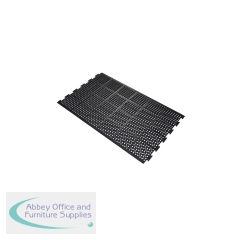 5 Star High Duty Anti-Fatigue Edged Mat Black 0.9m x 1.5m Connectors/2 Short Sides FS712738