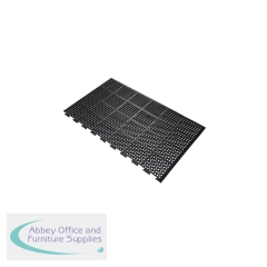 5 Star High Duty Anti-Fatigue Edged Mat Black 0.9m x 1.5m Connectors/1 Long Side FS712739