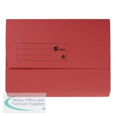 5 Star Office Document Wallet Half Flap 285gsm Recycled Capacity 32mm A4 Red (Pack of 50)