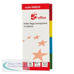 5 Star Office Index Flag Transparent Four Colour (Pack of 5)