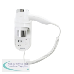 Kendal 1600 Wall Mounted Hair Dryer with Integrated Shaver Socket White 3004