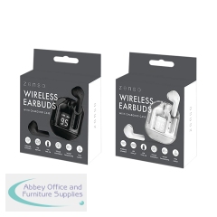 Wireless Ear Buds with Digital Screen Charging Case White/Black (Pack of 16) ELE12574OB